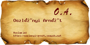 Oszlányi Arnót névjegykártya